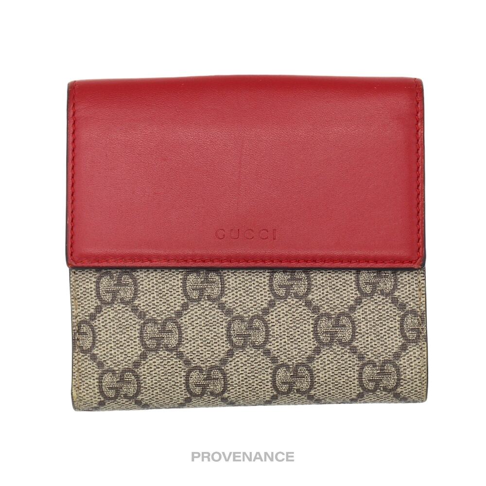 🔴 Gucci Trifold Snap Wallet - GG Supreme Red/Pink - Picture 2 of 11